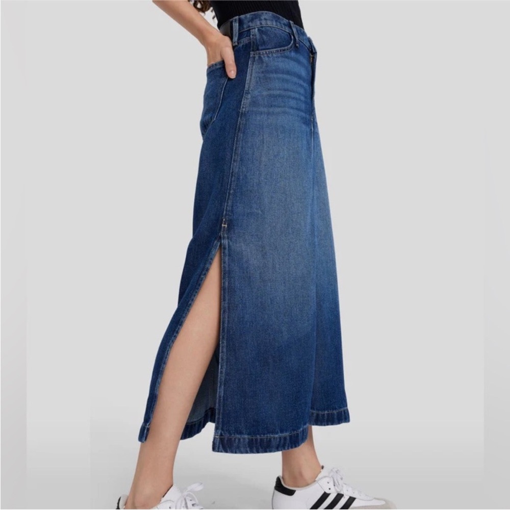 7 For All Mankind Blue Denim Skirt - fun look for spring and Summer!